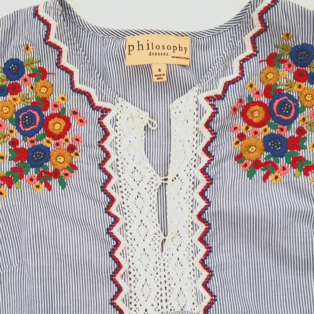 Philosophy Embroidered Dress With Bell Sleeves - Picture 4 of 12